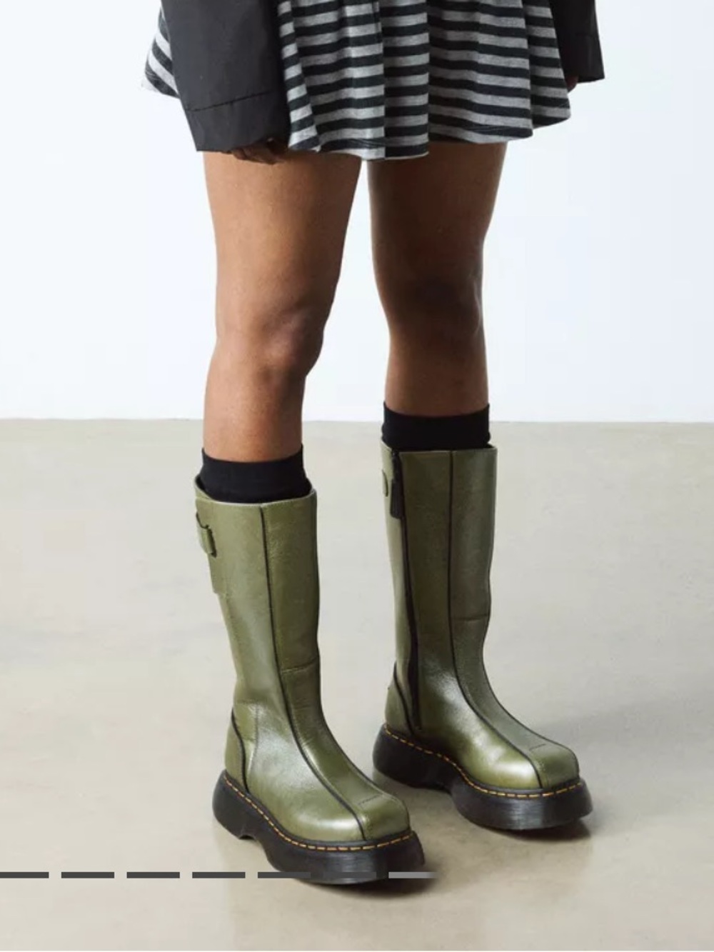 DOC MARTENS Green Chunky Platform Leather Mid-Calf Boots - Picture 6 of 7
